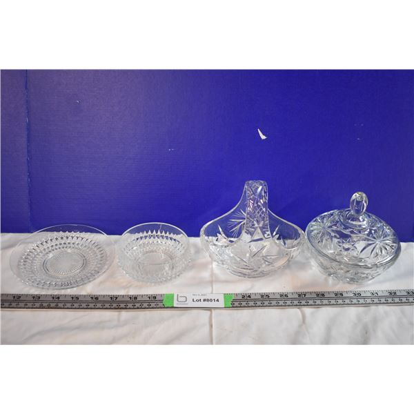 Crystal Covered Candy Dish, Decorative Bowl, Small Plate and Bowl