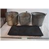Image 1 : (3) Galvanized Buckets and Laptop Tray
