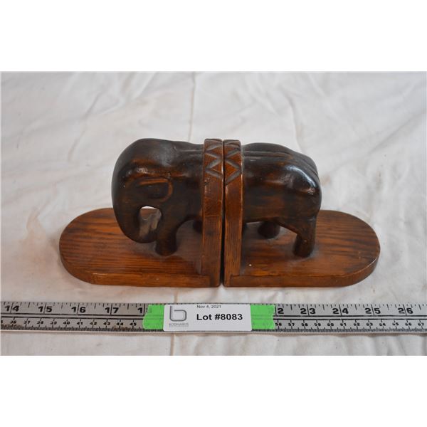 Wooden Elephant Bookends