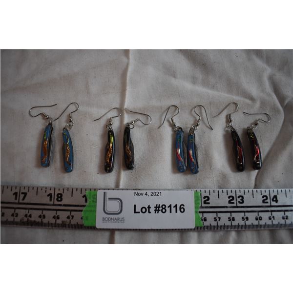 (4) Pairs of Pocket Knife Earrings (1 1/4" Closed, 2" With Blade)