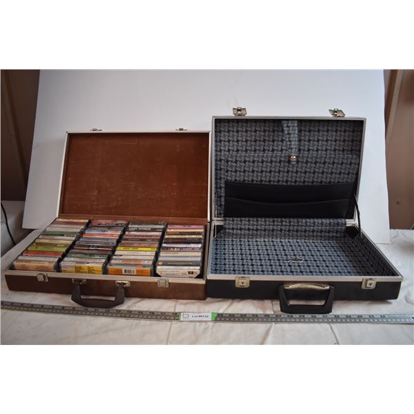 Briefcase Filled with Cassette Tapes and Empty Briefcase