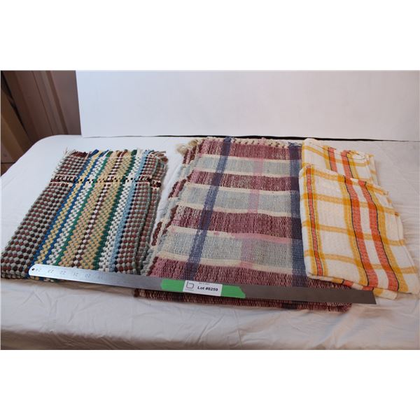 Woven floor mats and kitchen towels