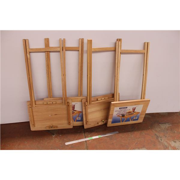 *Set of four natural wood tray tables