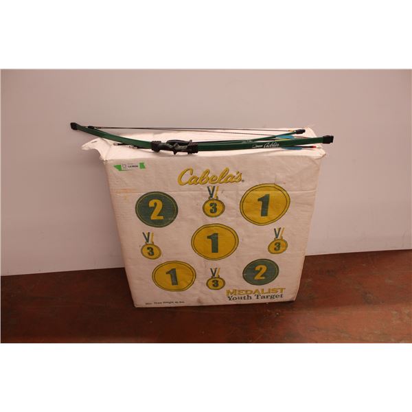 * Cabela’s foam youth target with Ambidextrous children’s bows, set of three blunt arrows