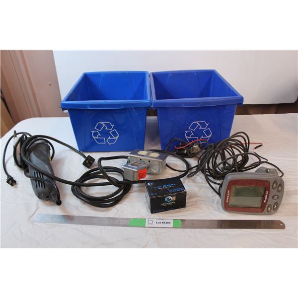 misc. Items, recycle bins, angle grinder, power outlet