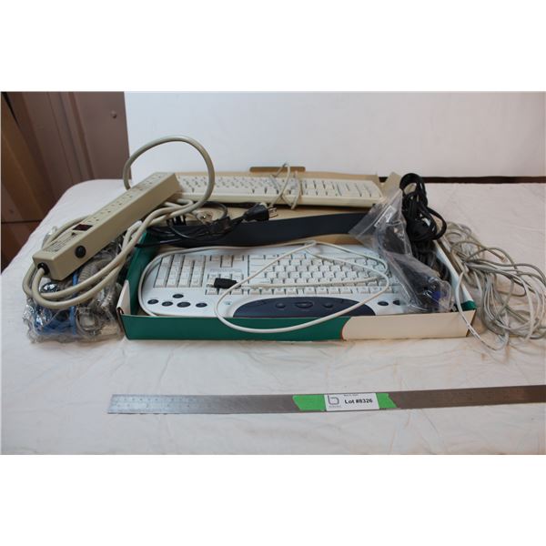 (2) keyboards (one vintage), power bar + misc. cables