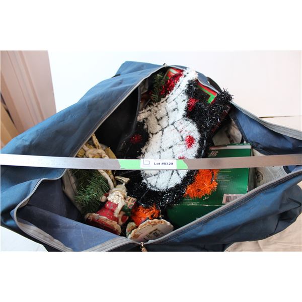 Holiday decor in tent bag