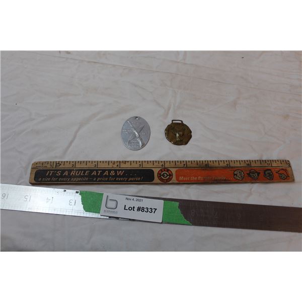 A&W ruler and dog tags