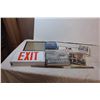 Image 1 : Misc. Items; Exit sign, books, photo frame