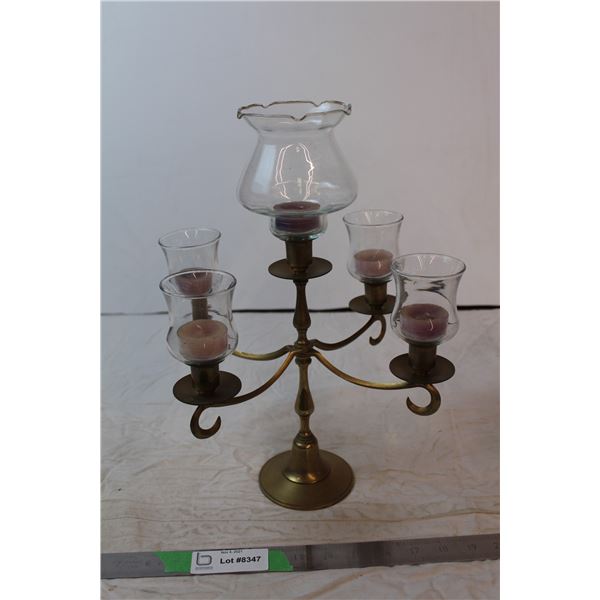Brass candelabra with glass holders