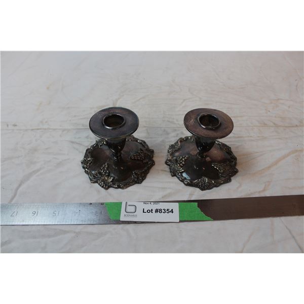 Silver plated lead candlesticks