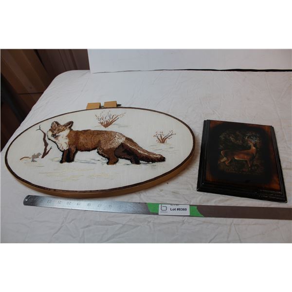 Wall hangings; embroidery piece, deer photo