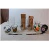 Image 1 : Hard Glass cafe matching glasses, hand painted decorative vases
