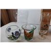 Image 2 : Hard Glass cafe matching glasses, hand painted decorative vases