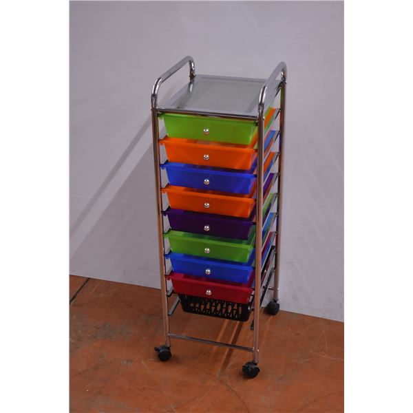 *Metal and Plastic Storage Shelf on Wheels (3ft Tall)