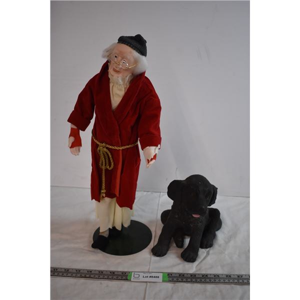 20" Christmas Figure and Plastic Dog Statue