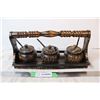 Image 1 : Hand carved wooden jars with spoons in holder