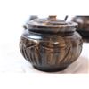 Image 3 : Hand carved wooden jars with spoons in holder