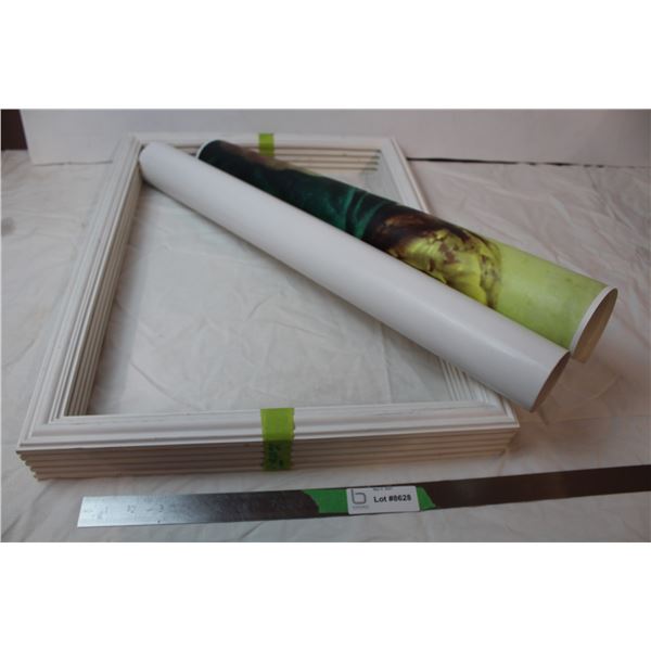 Wooden frames 18”x23”, Mayne logistics 2003 calender, Madonna and child reprint on canvas