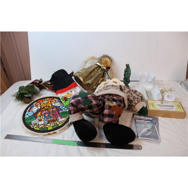 Holiday decor and Sonic Toothbrush (replacement heads are new)