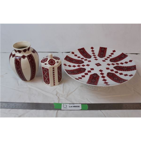 Ukrainian Cake display, Sugar jar, and vase