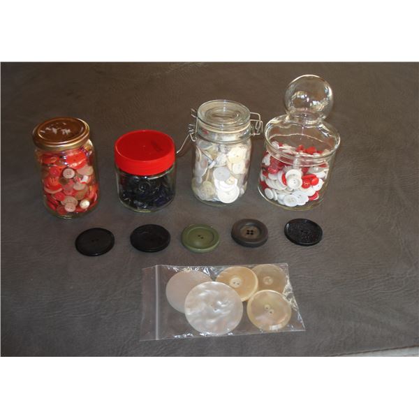 Jars of Buttons + Bag of large + X-large buttons