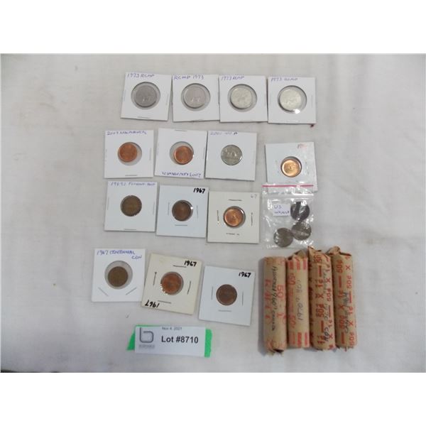 Canadian Pennies (some US wheat pennies) + RCMP quarters