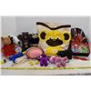 Image 1 : Hamper w/ Plush Toys, Spiderman Bag & Misc.