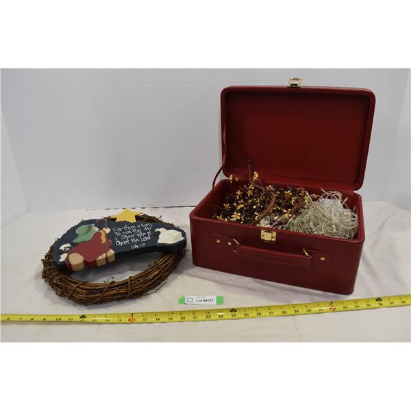 Box of Christmas Lights & Hanging Sign