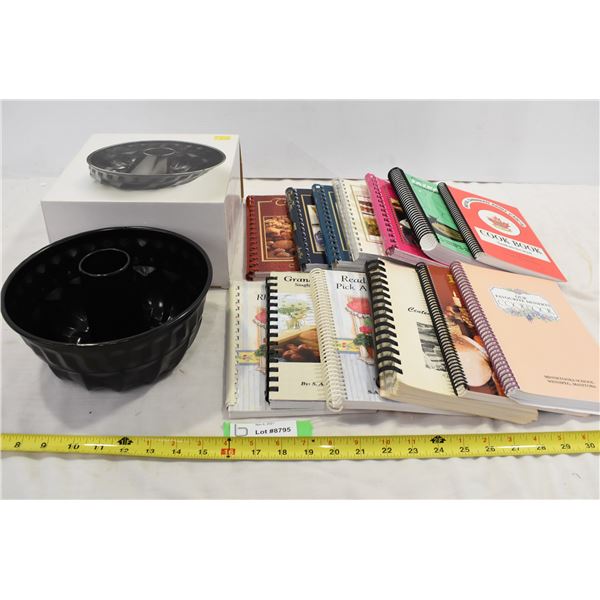 Assorted Cookbooks & Angel Food Cake Pan