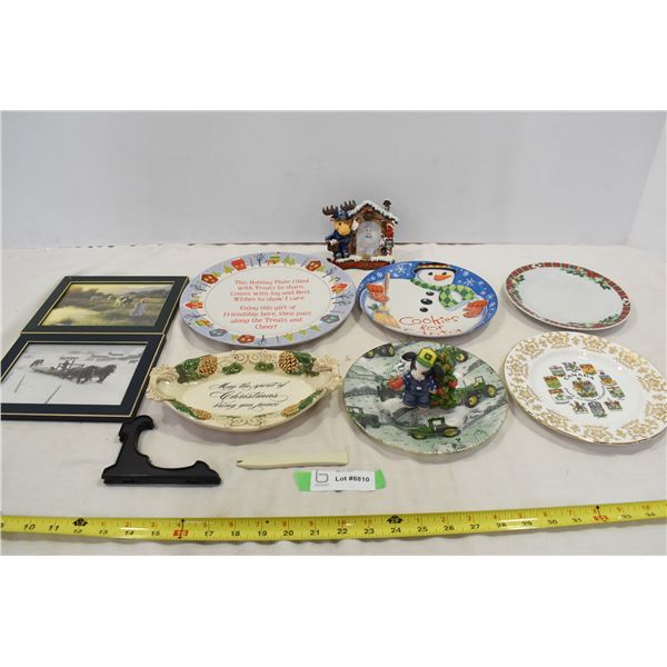 Decorative Plates, John Deere Figure, Christmas Misc.