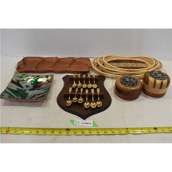 Assorted Wooden Trays, Containers