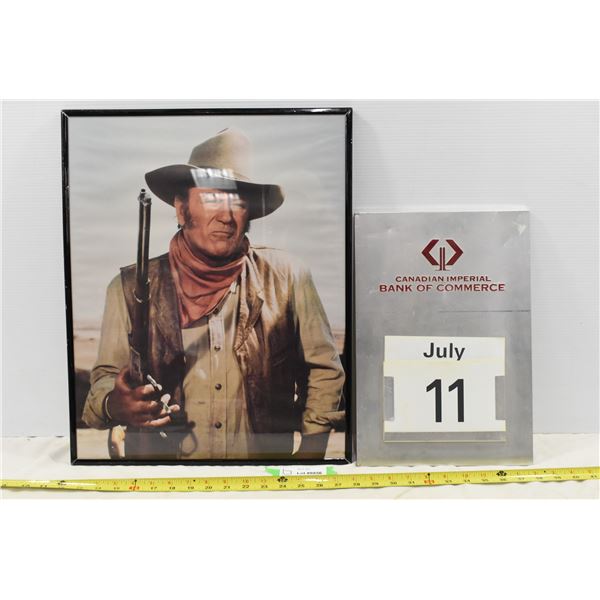 John Wayne & Metal Calendar