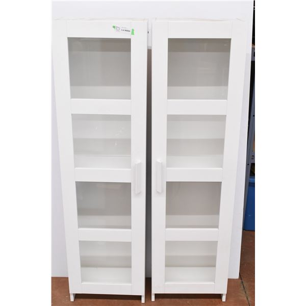 * 2 X THE MONEY White Cabinets w/ Glass Shelves – 16”x9”x56”