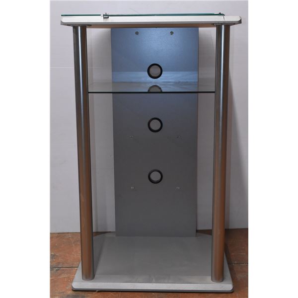 *Grey Entertainment Stand w/ Glass Shelves – 26”x23”x42”