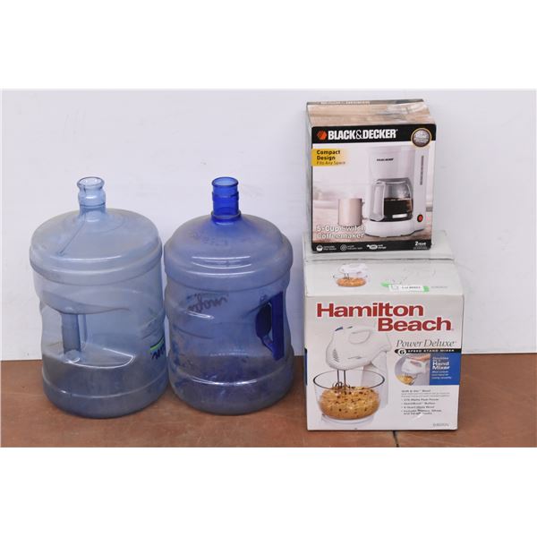 *Like New Coffee Pot, Stand/ Hand Mixer, Water Jugs