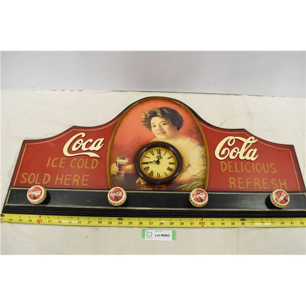 Coca Cola Clock/Coat Rack - one knob loose