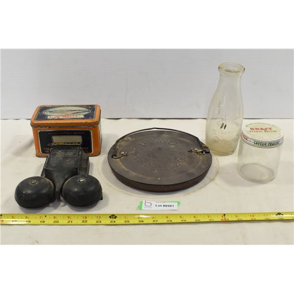 Jars, Tin, Vintage Alarm & Vintage Feeder