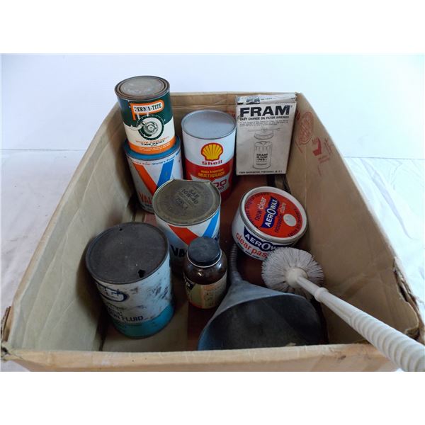 Full Shell Oil Can X-100, Full Valvoline oil can , misc cans