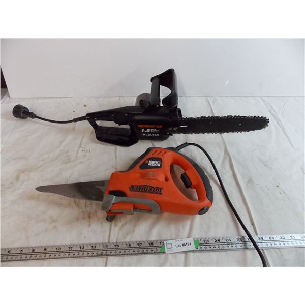 *electric chainsaw (working) + powered handsaw (working)