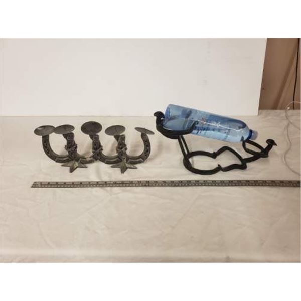 ** Western Wine Bottle Holder & Candle Holder