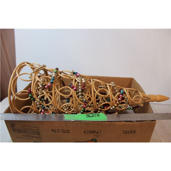 Christmas Decor - Wood Tree, Paper Mache Santa, Stone Last Supper ornament