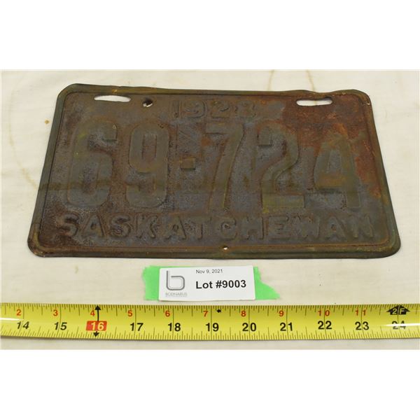 1928 Sask Licence Plate
