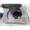 Image 3 : Original Playstation 1 console with 2 memory cards + hookups (powers on - open button sticks down)