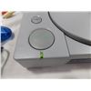 Image 6 : Original Playstation 1 console with 2 memory cards + hookups (powers on - open button sticks down)