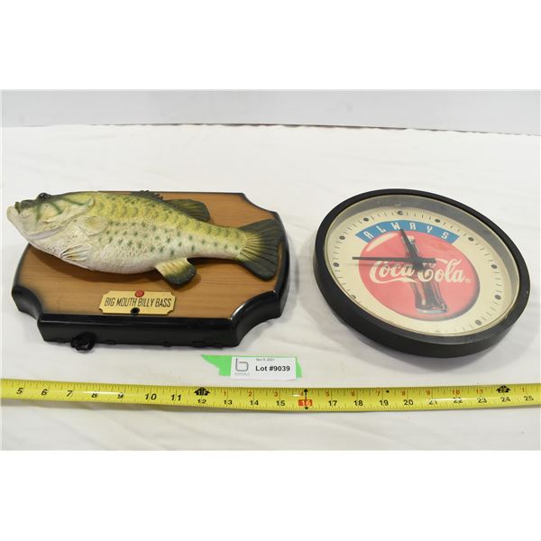Big Mouth Bass & Coca Cola Clock