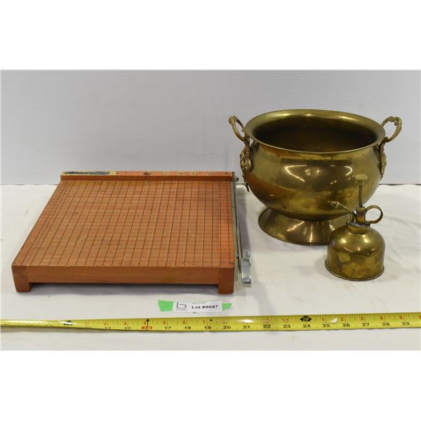 *Paper cutter, Brass planter and Brass oil can