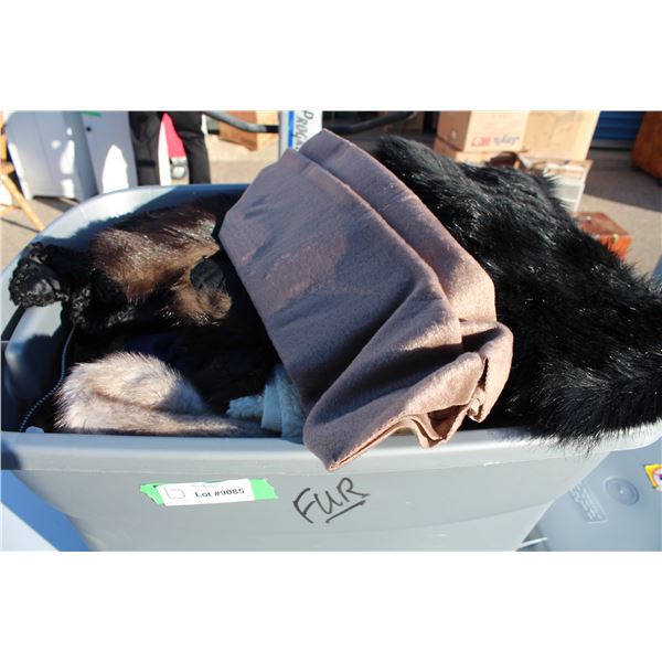 Tote labelled "FUR" sewing related material