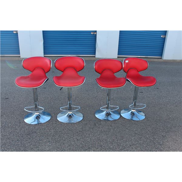 4x Red Chrome Lounge Chairs (some damage)