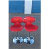 Image 3 : 4x Red Chrome Lounge Chairs (some damage)